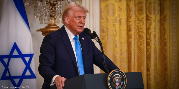 US President Donald Trump and Israeli prime Minister Benjamin Netanyahu holding a joint press conference at the White House in Washington D.C., February 4, 2025.