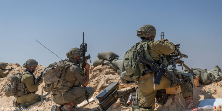 Ultra orthodox Jewish reserve soldiers of the IDF's Hasmonean Brigade operate in the Gaza Strip on June 26, 2025