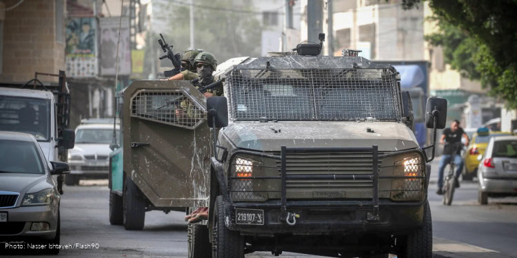 Israeli army forces raid Balata refugee camp east of Nablus in the West Bank, August 11, 2025.