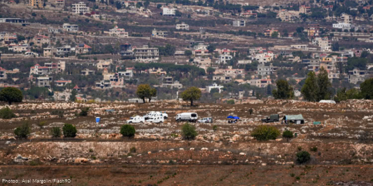 UN peacekeepers (UNIFIL) seen in southern Lebanon, as it seen from the Israeli side of the border, on September 12, 2025