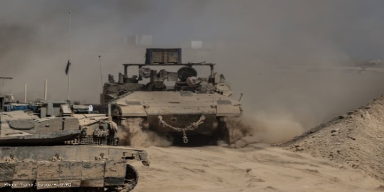 Israeli soldiers seen on the Israeli border with the Gaza Strip, September 15, 2025.