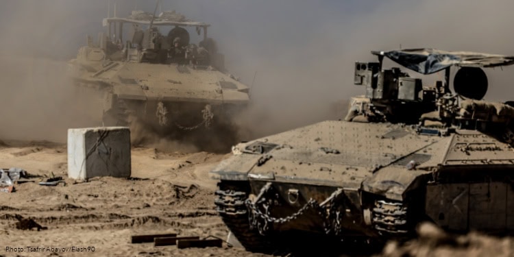 Israeli soldiers seen on the Israeli border with the Gaza Strip, September 18, 2025.