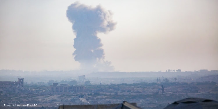 Smoke rises from an Israeli military operation in Gaza City on September 23, 2025.