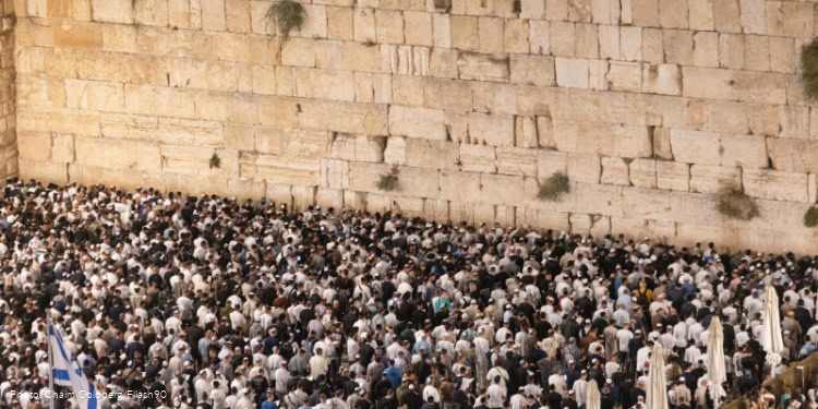 Jews praying for forgivness (Selichot), at the Western Wall in the Old City of Jerusalem, early on September 28, 2025, prior to the upcoming Jewish holiday of Yom Kippur