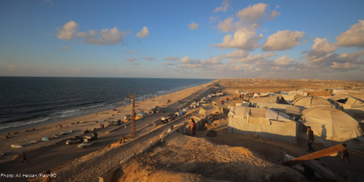 Smoke rises following an Israeli military strike in Gaza City, as seen from the central Gaza Strip, September 30, 2025.