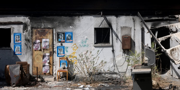 Destruction in Nir Oz, after the October 7 massacre two years ago. October 23, 2025.