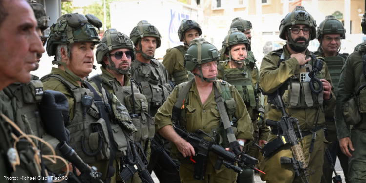 Katsrin Emergency Squad members take part in a training exercise simulating a terrorist infiltration in the city’s industrial zone, in Katsrin, Golan Heights, November 2, 2025.