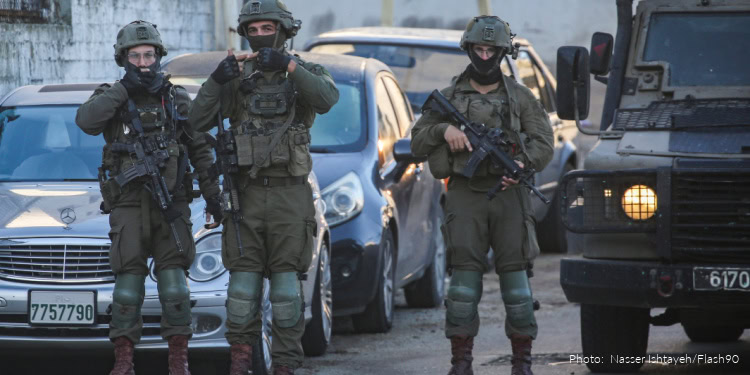 Israeli security forces are seen during a raid in the West Bank city of Nablus, January 11, 2026.