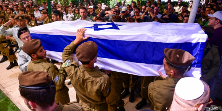 Family and friends of Israeli soldier Sergeant Liem Ben Hamo attend his funeral at the Military Cemetery in Herzliya on May 1, 2026. He was killed during Israel’s ground offensive in southern Lebanon