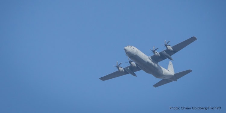 A U.S. Air Force Boeing KC-135 Stratotanker is seen in the sky above Jerusalem, May 3, 2026. Photo by Chaim Goldberg/Flash90