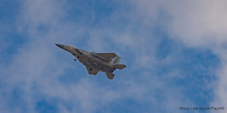 An Israeli fighter jet seen in the skies over central Israel. July 7, 2026. Photo by Nati Shohat/Flash90