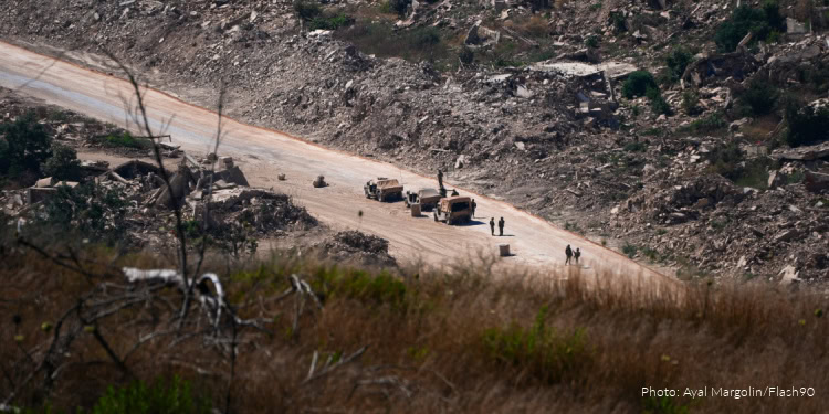 Israeli soldiers are seen inside southern Lebanon as seen from the Israeli side of the border, July 19, 2026. Photo by Ayal Margolin/Flash90 *** Local Caption *** הפסקת אש דרום לבנון חיזבאללה