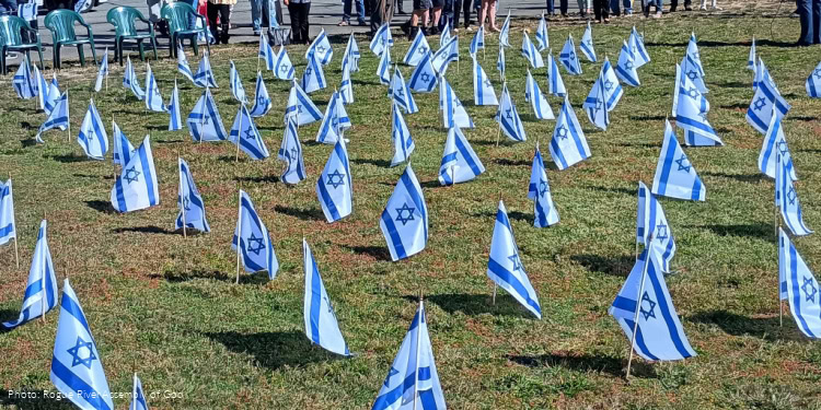 FLAGS OF FELLOWSHIP, MEMORIAL, ISRAELI FLAG, CHURCH OUTREACH, OCTOBER 7 ATTACK