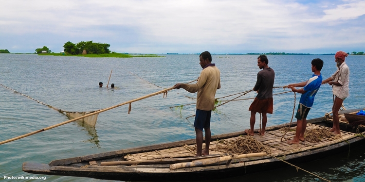 Four men fishing