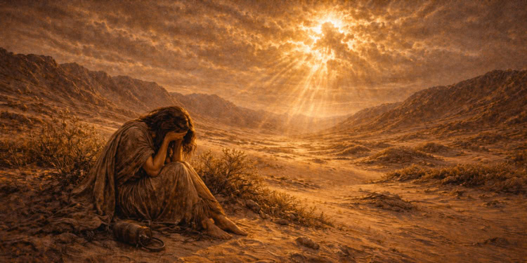 Hagar, alone in the desert, but seen by God