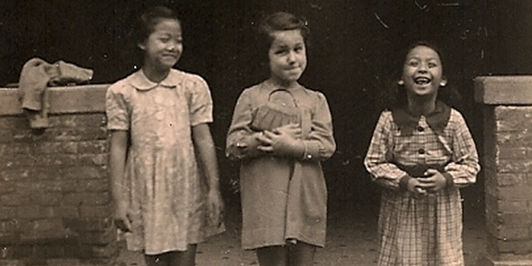 Girls in the Shanghai Ghetto, where Jews from Ukraine and Eastern Europe were held after fleeing to Asia
