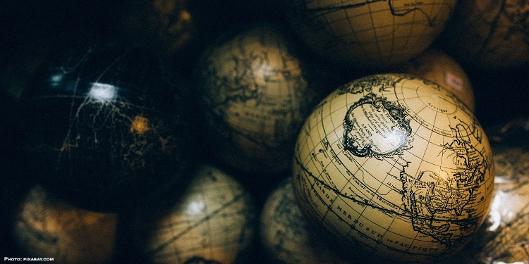 Close up images of several globes all together.