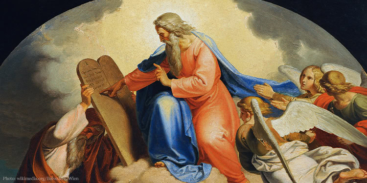 God Writes the Ten Commandments to Moses on Two Tablets of Stone on Mount Sinai