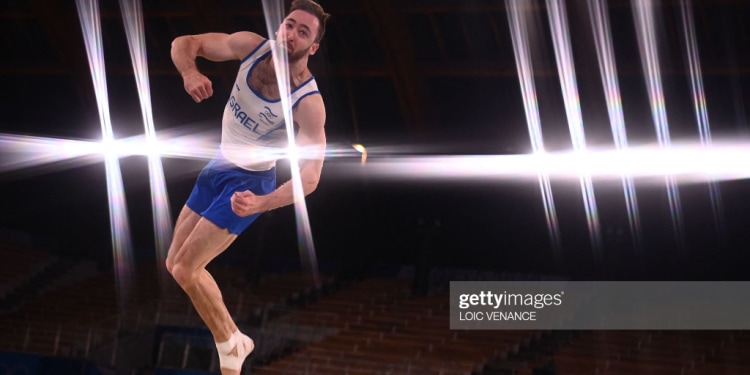 Israeli gymnast Artem Dolgopyat at Tokyo Olympics, August 1, 2021