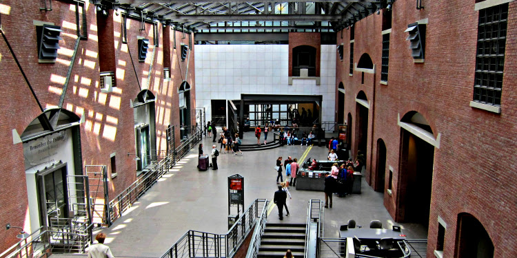 Inside of the U.S. Holocaust Memorial Museum with Holocaust artifacts