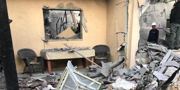 The inside of a home that was destroyed by a rocket.