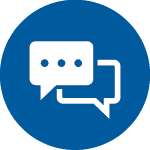 Chat bubbles on blue circle