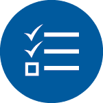 Checklist icon on blue circle