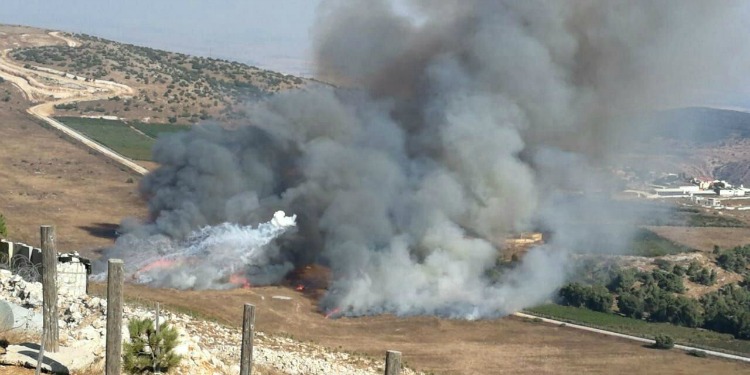 Fire from missile launched from Lebanon, September 1, 2019