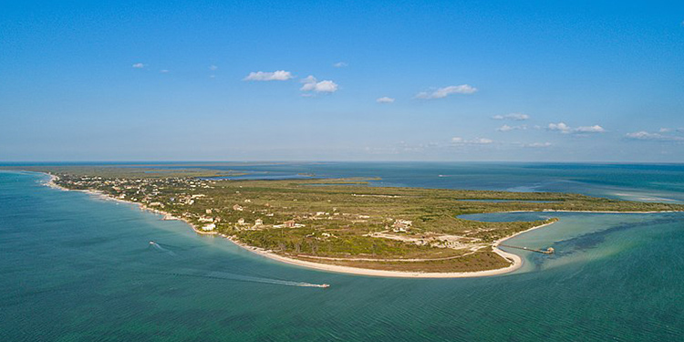 Aerial view of an island.