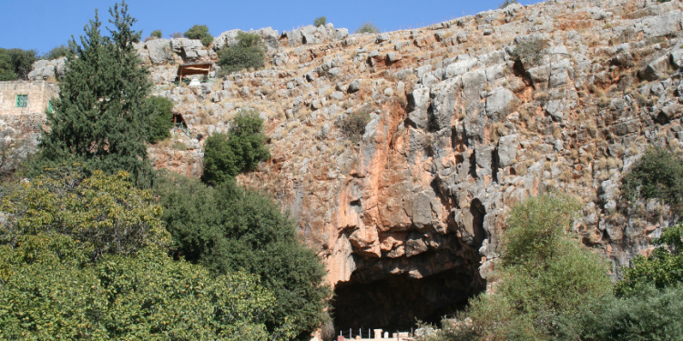 Cave from archaeology site at biblical city of Dan