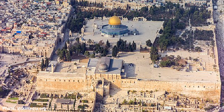 Aerial view of the Temple Mount in Jerusalem, Isarel. 