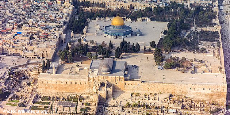 Aerial view of the Temple Mount in Jerusalem, Isarel.