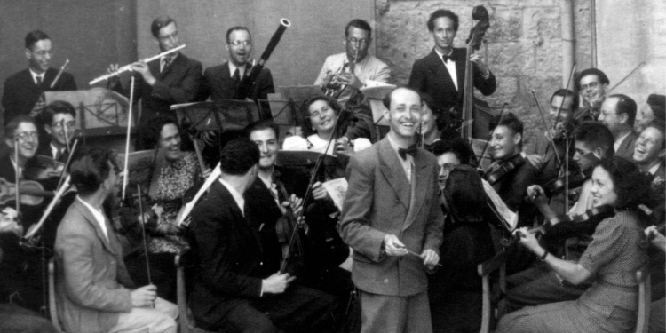 Josef Tal, composer in 1939 with Palestine Conservatory of Music Orchestra