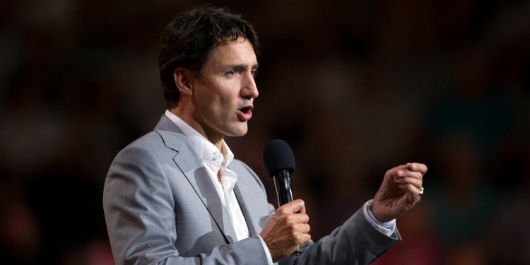 Justin Trudeau speaking during the 2017 Invictus Games.