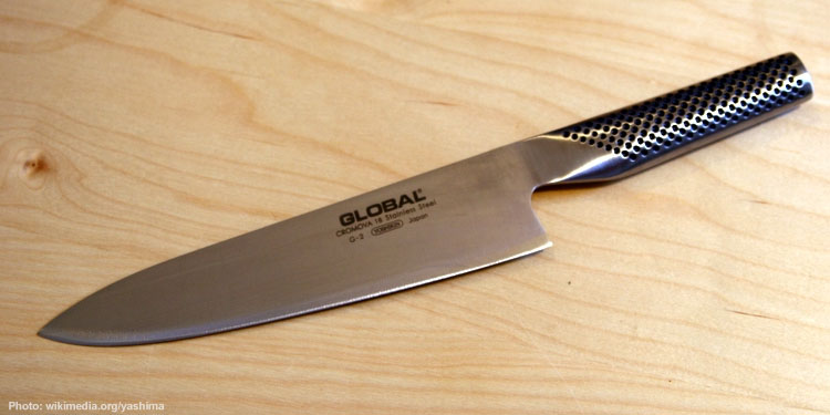Kitchen knife on a cutting board