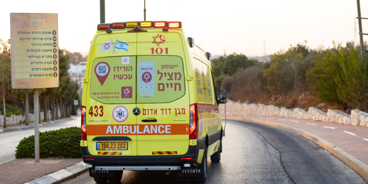 Fortified Mobile ICU ambulances for Magen David Adom, ambulance on road.