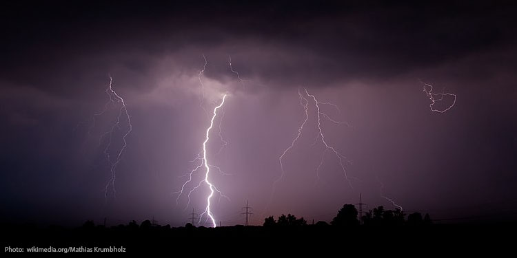 Lightening in a purple sky