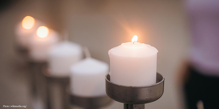 Lit menorah candles