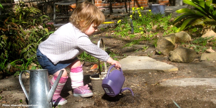 Little girl gardening