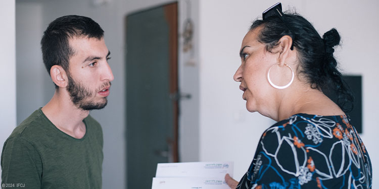 Man and woman talking