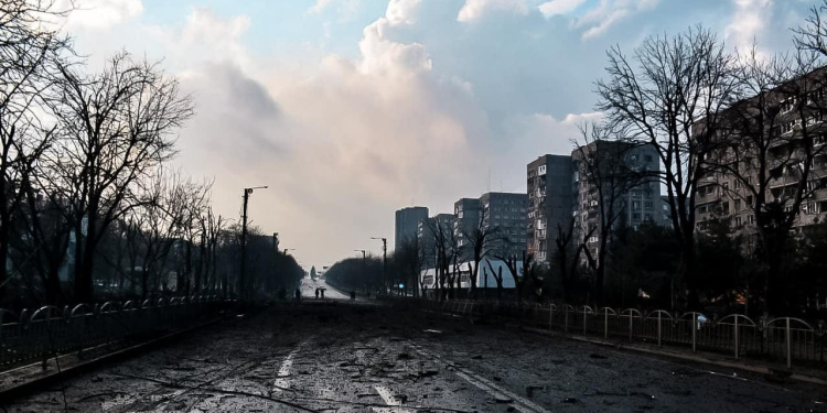 Destruction in 2022 in Mariupol, Ukraine