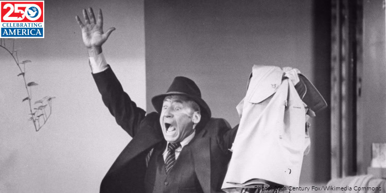 English: Mel Brooks in American satirical comedy film High Anxiety (1977). See also film still. No copyright notice.