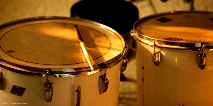 Close up image of two drums next to each other.