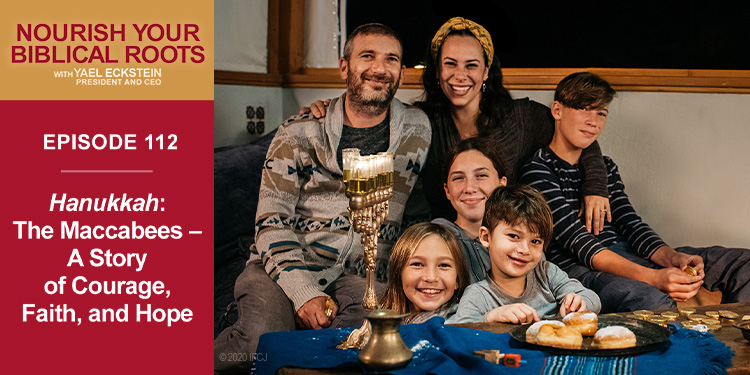 Podcast image with Yael and her family during Hanukkah