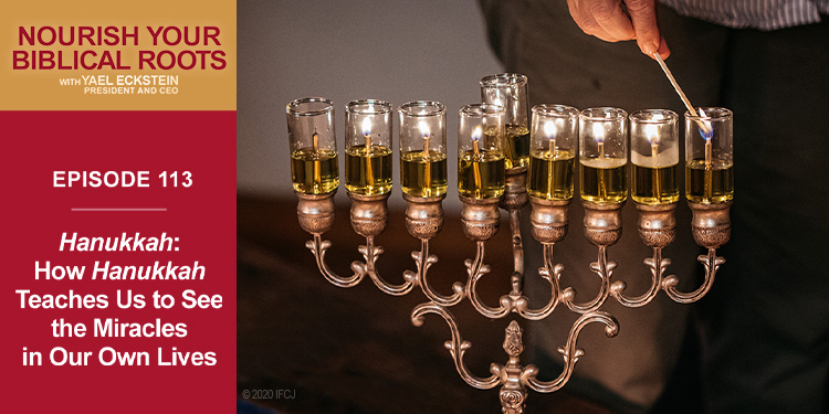 Podcast image of a menorah