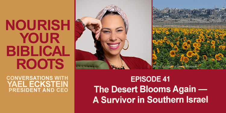 Podcast image of Yael and a field of sunflowers