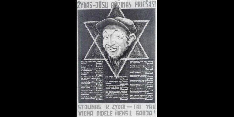 Black and white image of a Nazi Lithuanian poster.