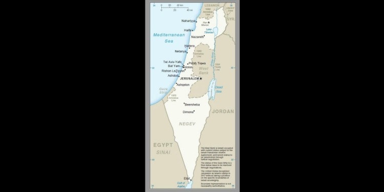 A map featuring Negev, Egypt, and Jordan.