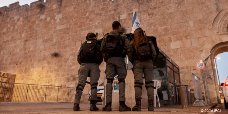 Scenes from Jerusalem & the Western Wall - October 20, 2025 Three border patrol police in the Old City of Jerusalem.