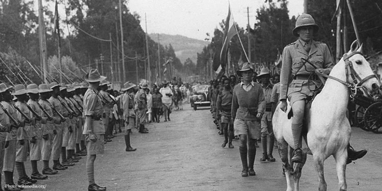 Orde Wingate enters Addis Ababa on horseback